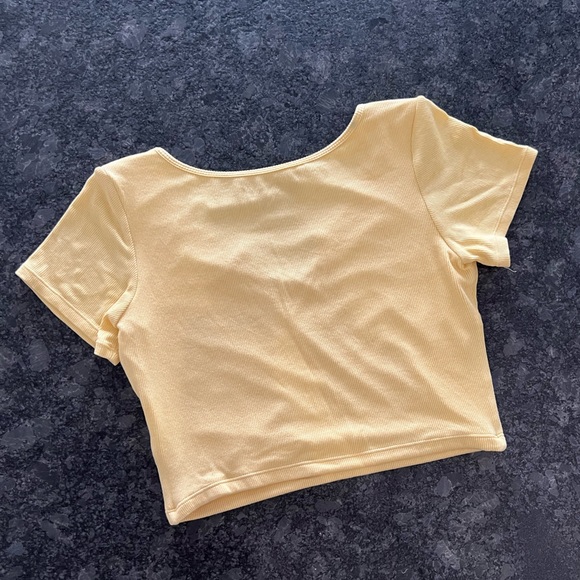 Yellow Ribbed Crop Top - Picture 4 of 5